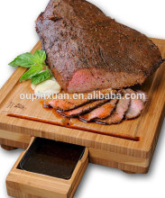 Eco-friendly Bamboo cutting board with groove Gravy Saver 15'' Cutting Board with drawer