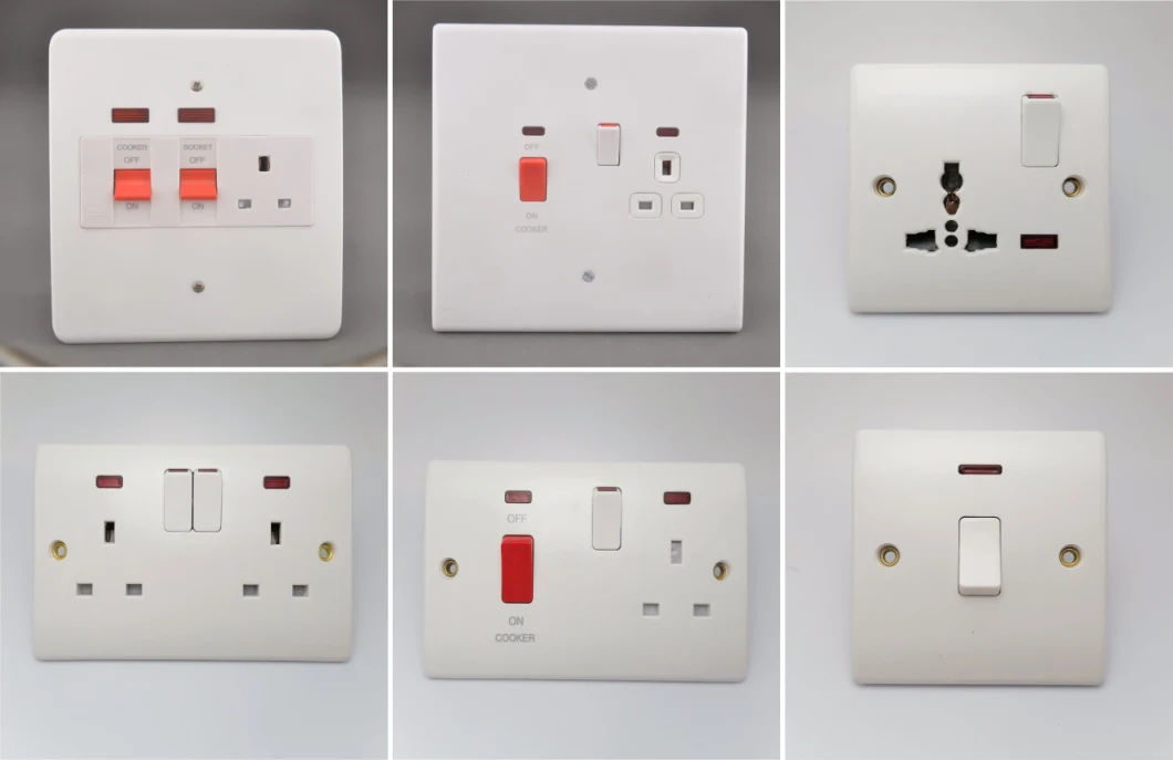 UK Electrical Wall Light Switch Socket 3 Gang 1 Way