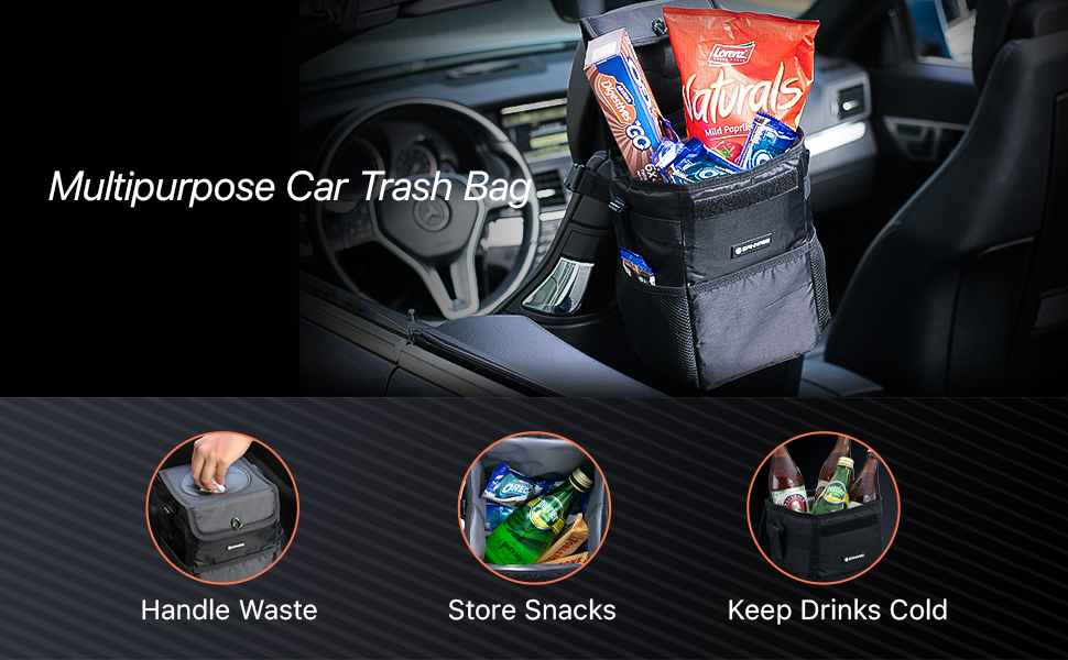 Universal car trash bag with Cover, car garbage can mini bin for car handle waste