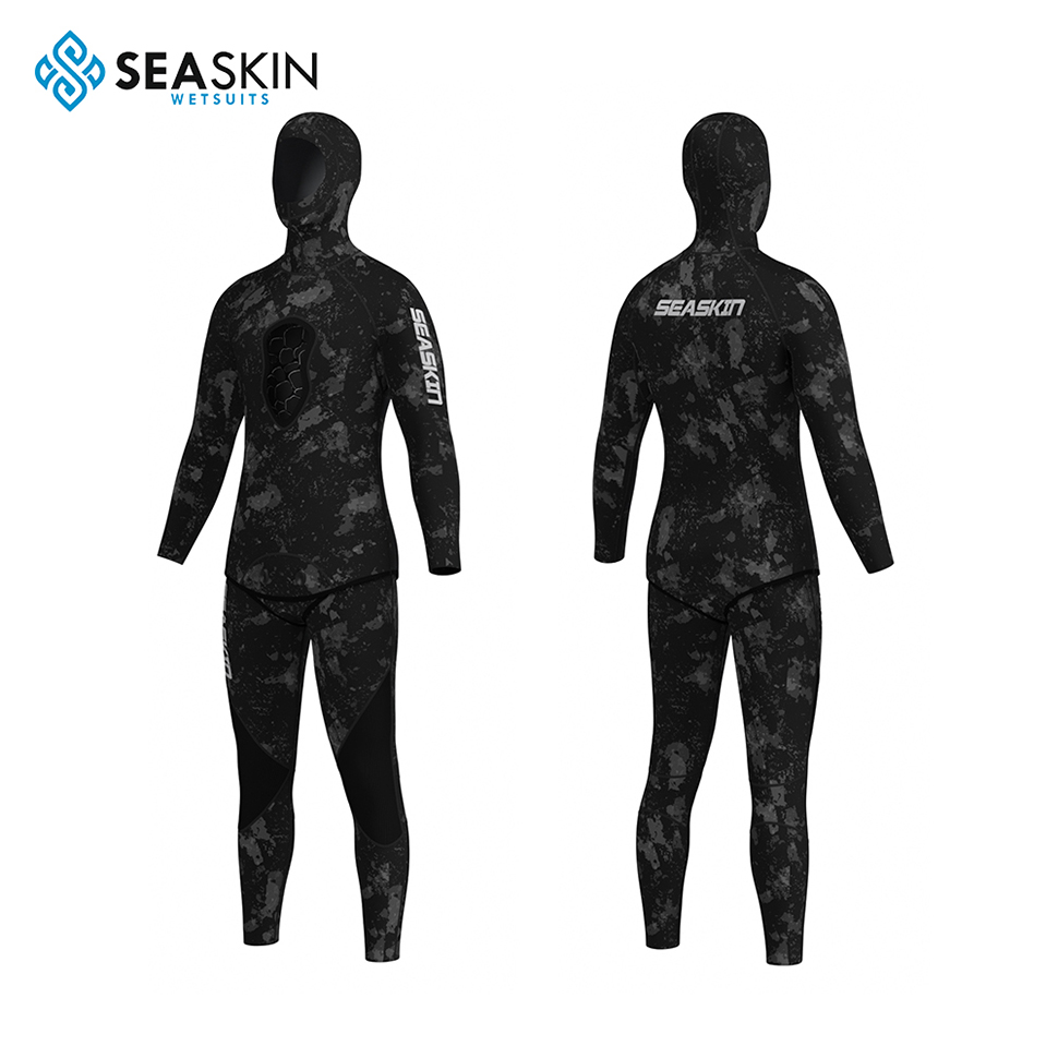 Seaskin 3mm dua dalam satu camo kustom camo neoprene diving jas spearfishing wetsuit for man