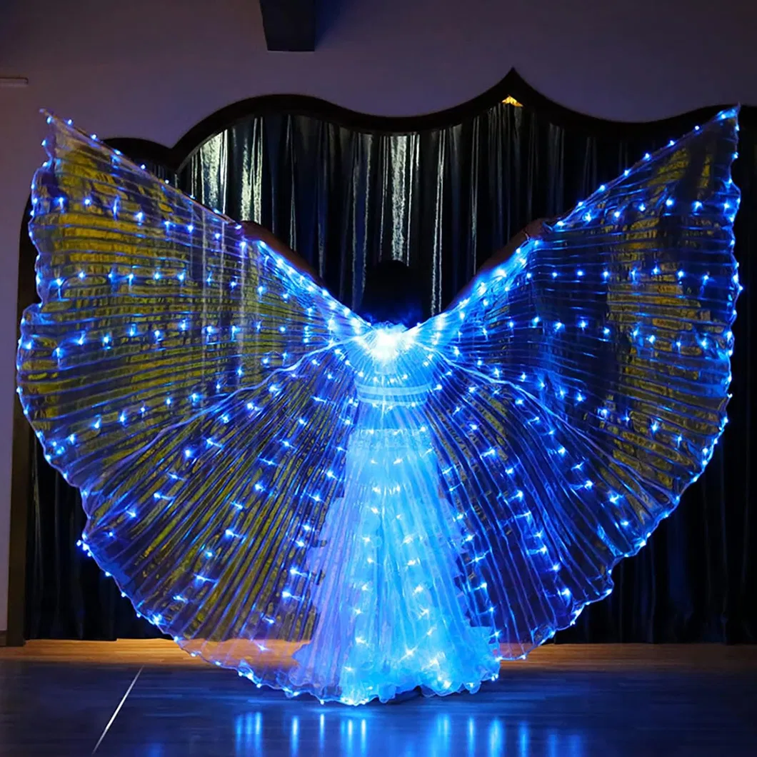 Light up LED Isis Wings Belly Dance Carnival Rave Costumes Outfitsfor Women Adults for Christmas Halloween Party