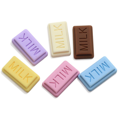 20 MM Leuke Pastel Chocolade Chunk Bar Miniatuur Poppenhuis Voedsel Hars Plaksteen Cabochons Kawaii Zoete Snoep Ornamenten Sieraden DIY