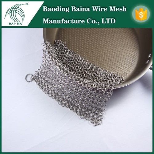 Hot sale Finger Cast Iron Stainless steel Scrubber Chain mail Cleaner Kitchen Cookware Cleaner