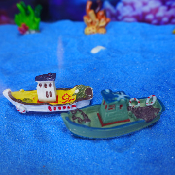 Miniature Blue/White Resin Rowboat Aquarium Decoration