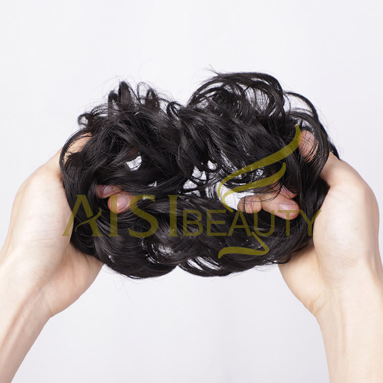Aisi Beauty Popular Cheap Price Multi Color Synthetic Curly Messy Donut Chignon Bun Elastic Rope Rubber Band Hair Extension