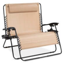 Danlong Outdoor Double Beach Lounge Chair - Folding Garden Sun Lounger and Zero Gravity Chair