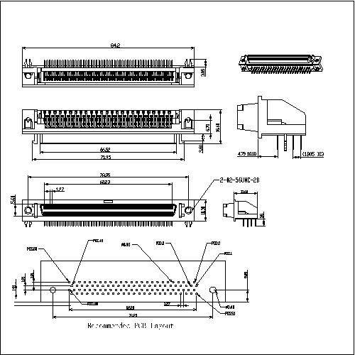 1.27mm Series 100P Receptacle Headers Right-Angle Mount Pin Type HPDBR-F100XXX