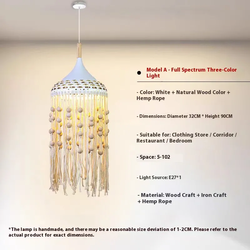 Handmade Macrame Boho Pendant Light for Cozy Bedroom and Living Room Decor