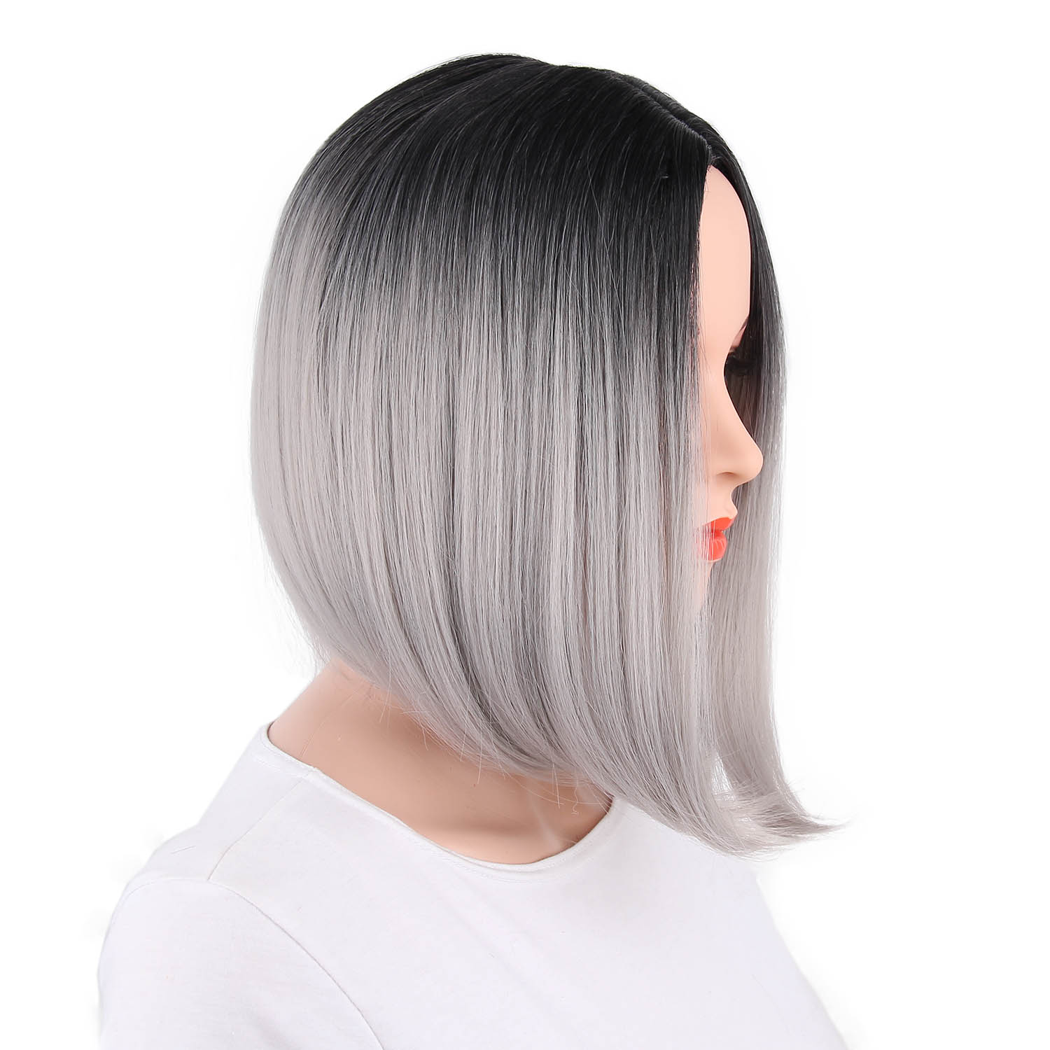 Vigorous Wholosale Ombre Blonde Wigs Synthetic Middle Side WigsCosplay Short Silky Straight Bob Wigs For Women Heat Resistant