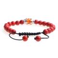 Amber dan Crown Charm Red Turquoise Beads Woven Gelang