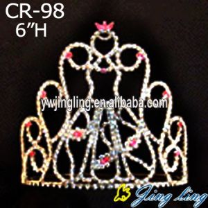 Princess Red Rhinestone Tiara Bridal Headpiece