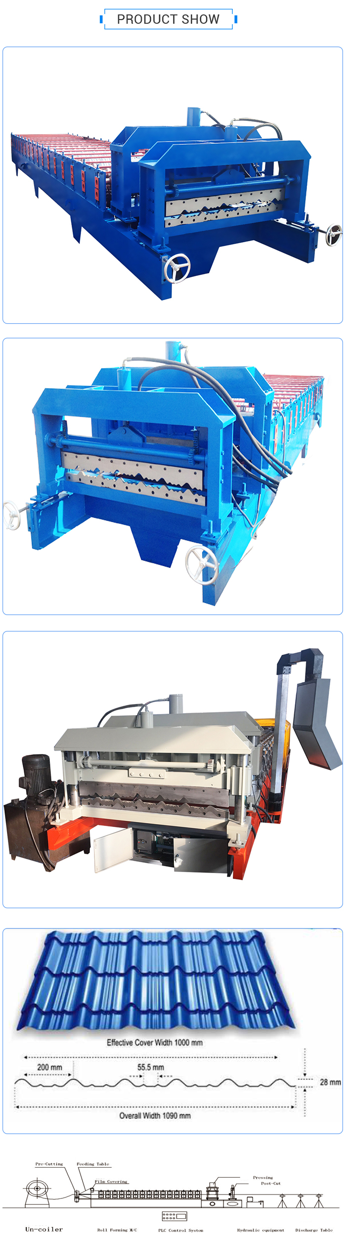 Colorful steel roofing tile rooll forming making machine