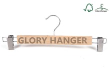 Glory Hanger flat wood pants hanger with clips
