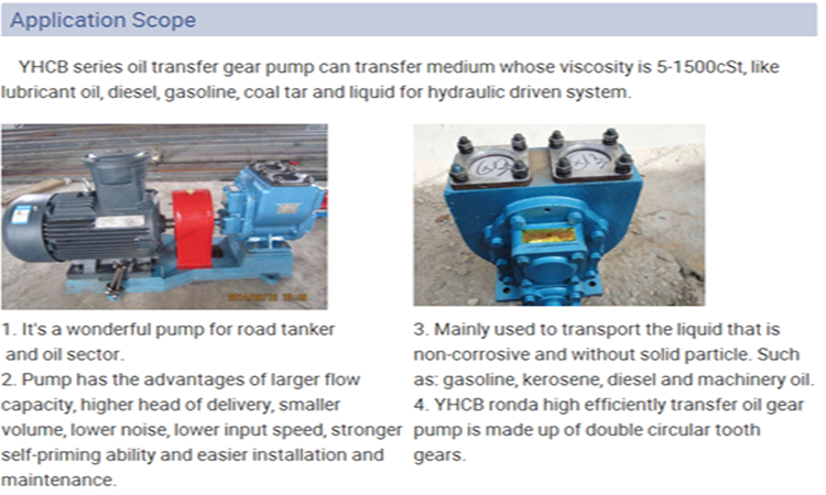 YHCB series arc gear pump for tank car