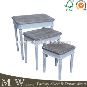 solid wood nesting tables, livingroom french nesting table, antique nesting table