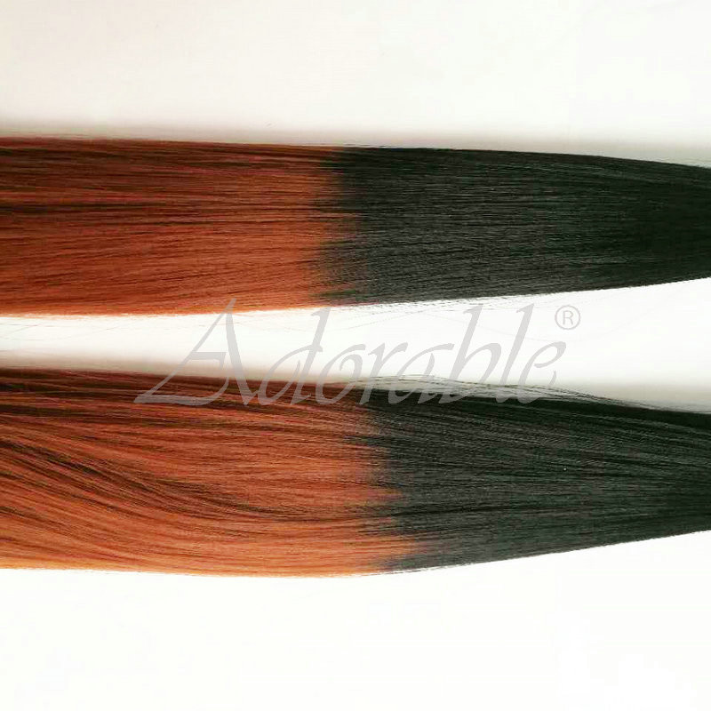 synthetic silk straight yaki wave hair products,wholesale two tone color artificial yaki wave types of hair bulk for black woman