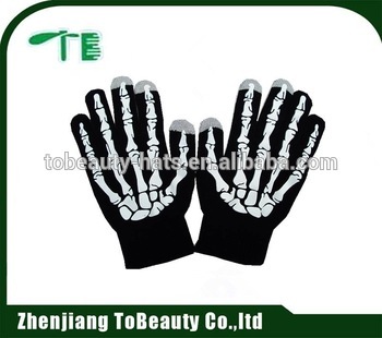 black touch screen gloves with print