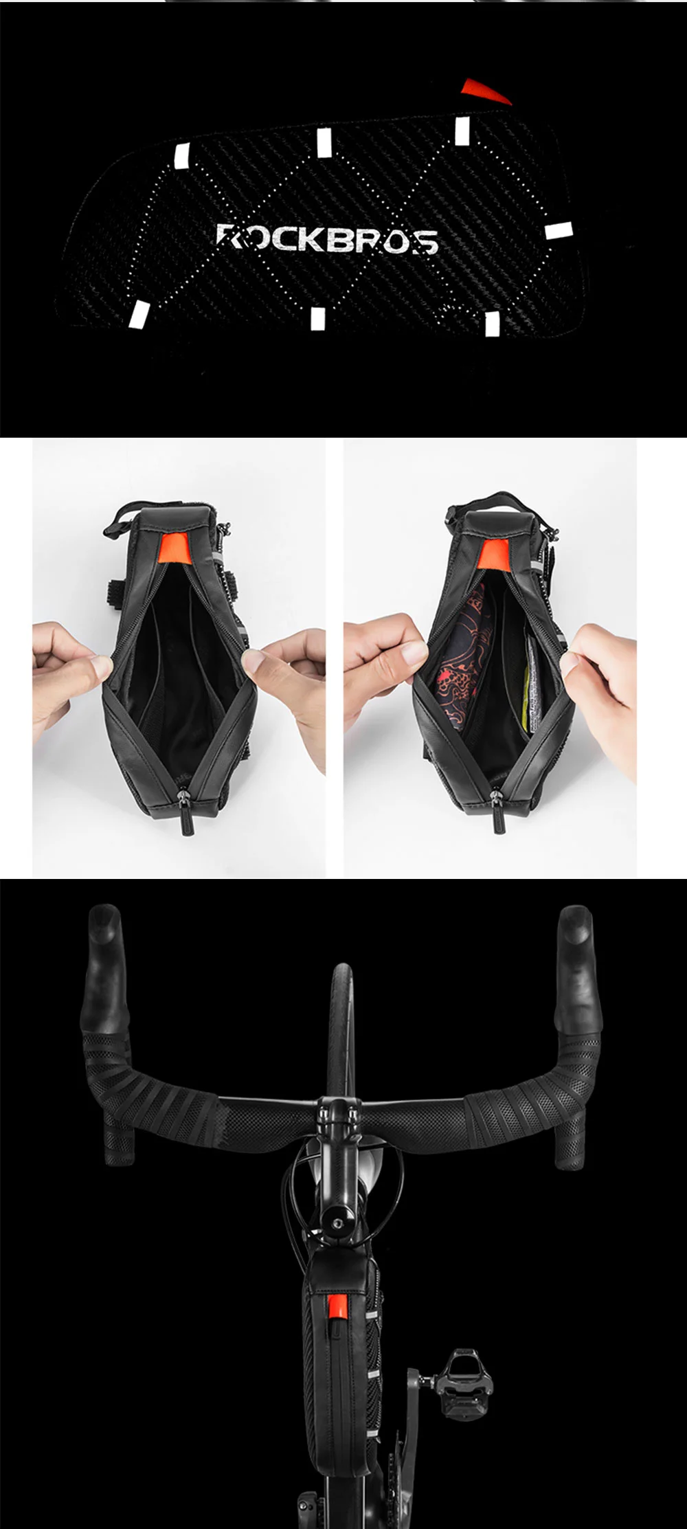 Bike Front Tube Rack Front Bag Waterproof Bicycle Bag