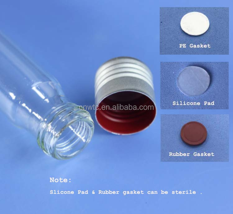 Laboratory disposables glassware test tube with aluminum screw cap