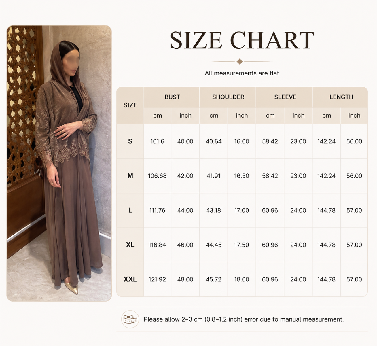 مانتو ژاکت کش باف پشمی اپن توری قهوه ای زنانه Brown Lace Open Abaya Cardigan Coat for Women