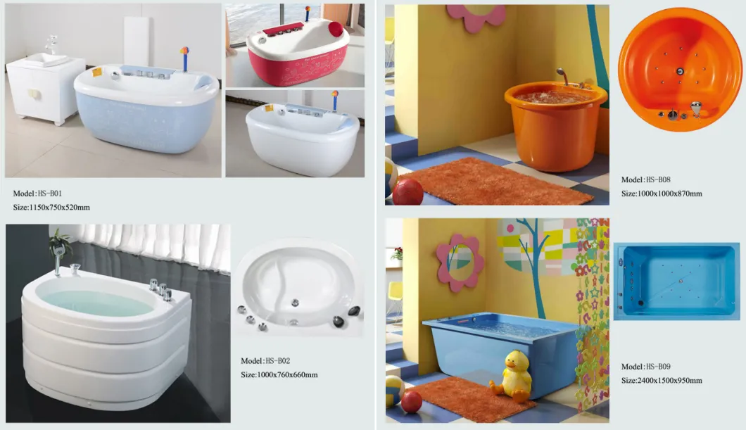 Free Standing with LED Light Air Bubble Bathtub for Kids