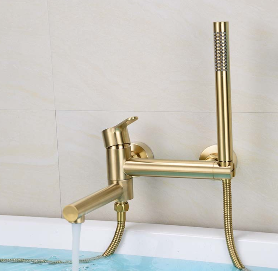 Top-Verkauf Wasserfall-Mixer Gold-Finish Dehnbare Handbrause Heiß- und Kaltventil Badewannenhahn Wasserhahn