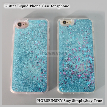 Clear Glitter Liquid PC and TPU Case for iPhone 6 Bling Mobile Phone Covers