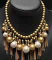 Мода тенденции Золотой великолепный темперамент короткие бусы цепи кисточкой ожерелье ретро женщина бисером чокеры оптом