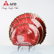 Curled edges vertical edges Gold Rim Glass Plate