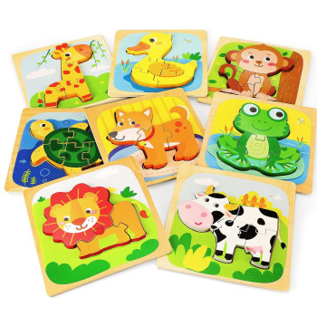 DIY Wooden Montessori Construction Puzzle Stand Block Game