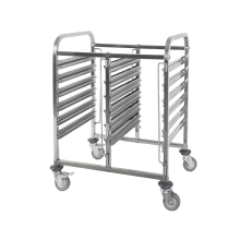Stainless steel Double Line Restauran Pan Trolley