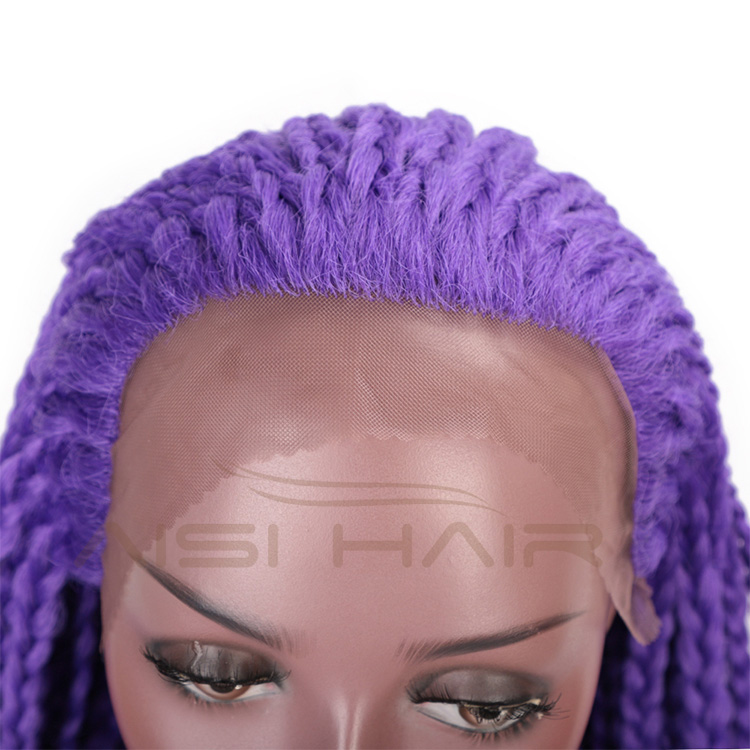 Aisi Hair Braids Box Lace Front Wigs Purple Gluless Synthetic Long Braids Lace Front Wigs for Black Women