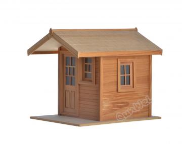 Small size room box dollhouse in barewood