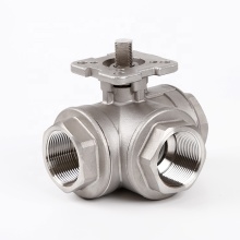 Three Way Screw Thread Spring Loaded Ball Valve