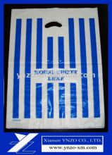 Die-cut plastic bag with strip printing