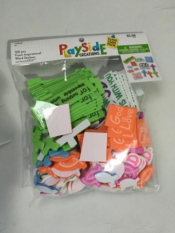 foam word sticker sheet