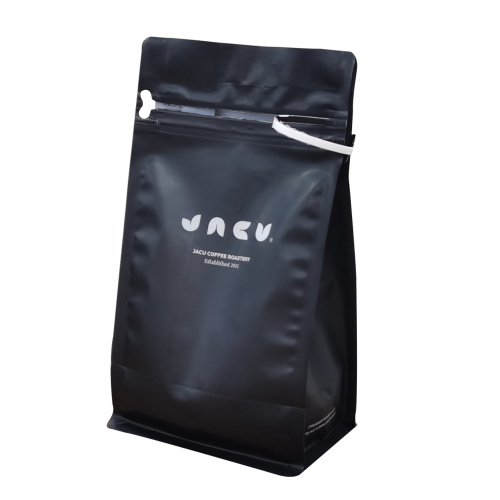 Tilpasset resirkulerbar kaffepose i svart eske med ventil