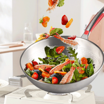 Pure Titanium Red Handle Wok