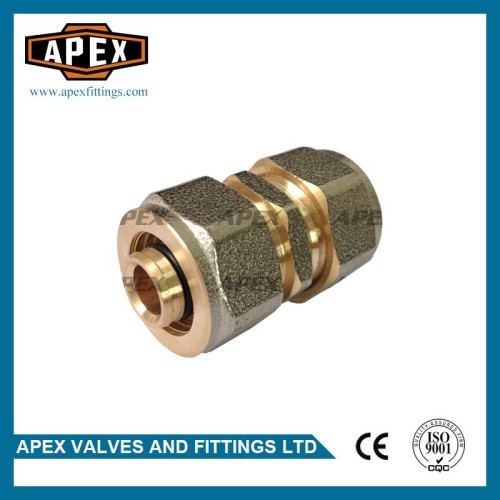 High quality APEX Wholesales Price 16mm*16mm Equal Brass Compression Straight PEX Fitting