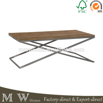 industrial vintage rustic coffee table, metal base recycled wood coffee table, rustic coffee table