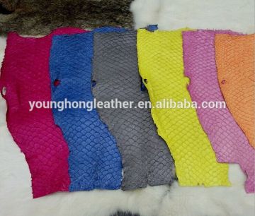 Finished genuine carp fish skin leather for shoes