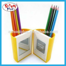 multifunction desktop pen holder with mirror and photo frame
