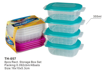 Plastic Food container, 8pcs Rect. Storage Box Set