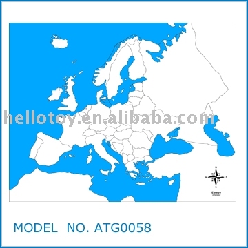 Montessori Toys - NEW Europe Control Map - Unlabeled(ATG0058)