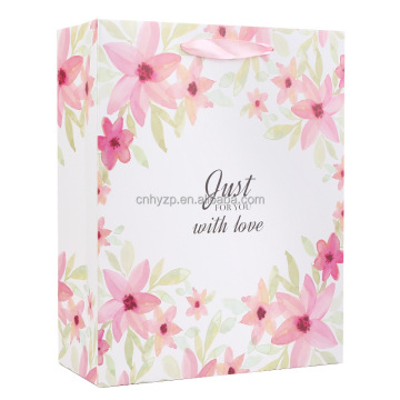 Customized Logo Golden Stamping Gift Bags with Ribbon Bows and Handles