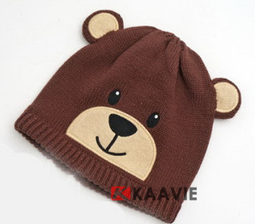 newborn infant baby animal brown bear knitted beanie hat with ears