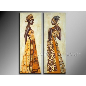 Handmade mulheres africano abstrato pintura a óleo sobre tela