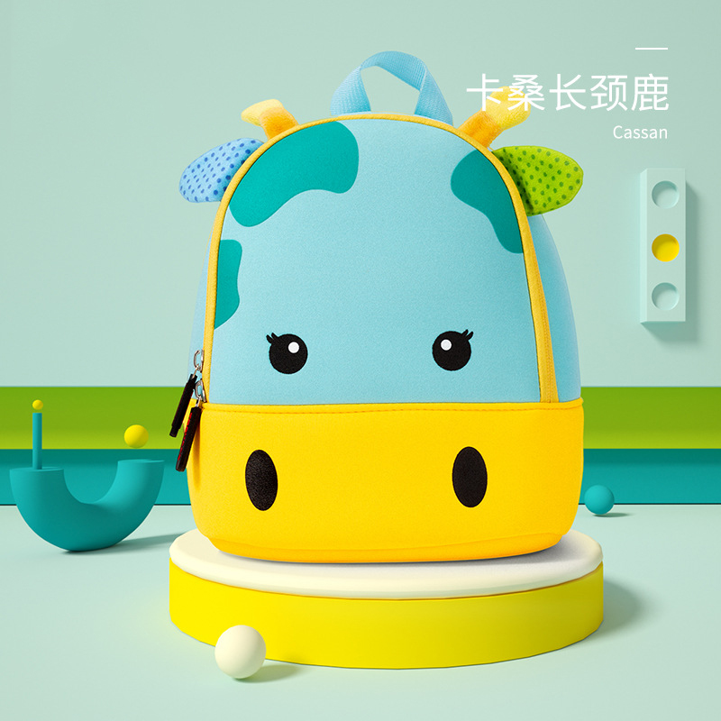 2022 Custom Logo Travel Trendy Neoprene Waterproof Cartoon Cute Animal Backpack Toddler Bag Baby Kindergarten Kids School Bags