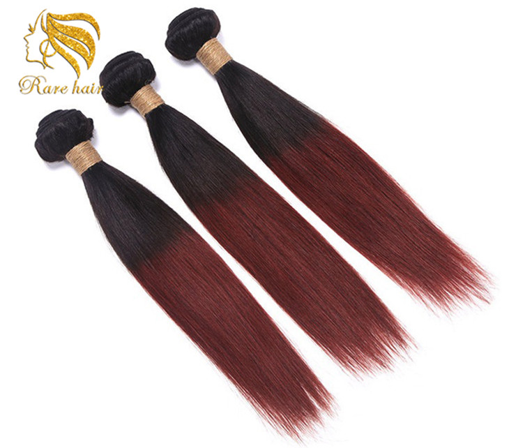 Lsy Sew In Human Hair Weave Ombre Color Dark Wine Color 99J Brazilian Hair Dye 99J Ombre Braiding Human Hair Extensions