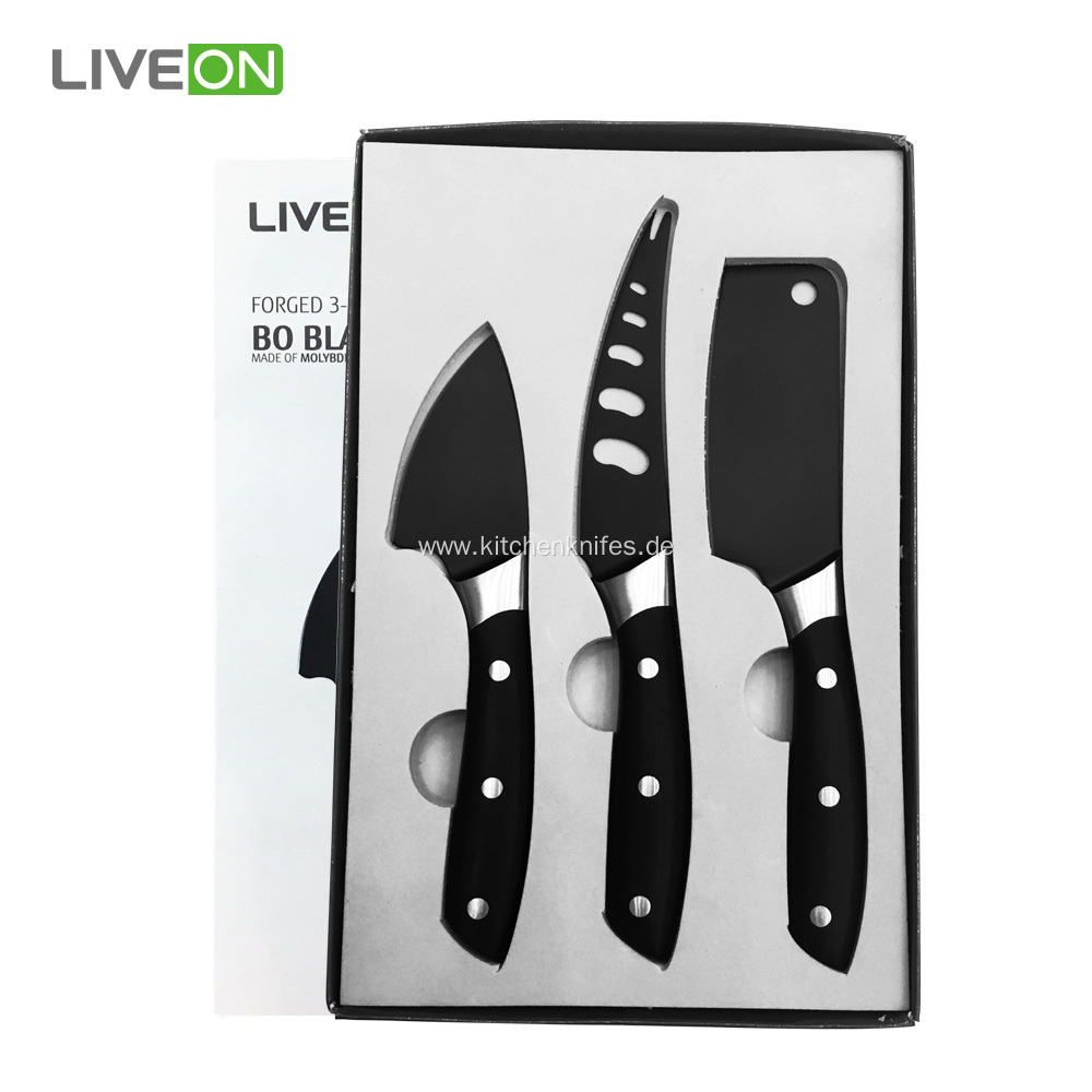3PCS Black Cheese Knife Set